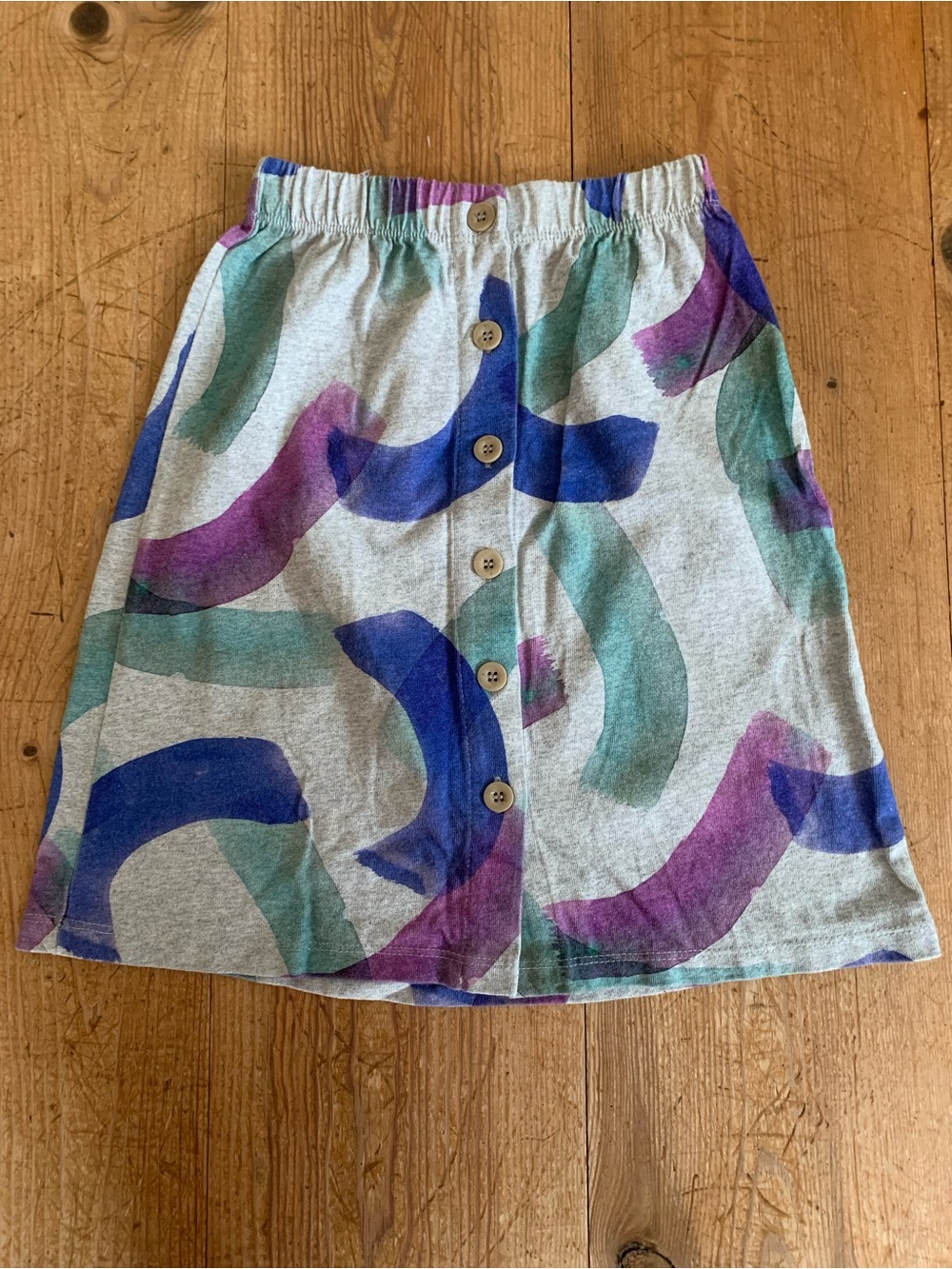 Bobo Choses Button-Front A-Line Skirt in Gray, Blue, Green, Purple